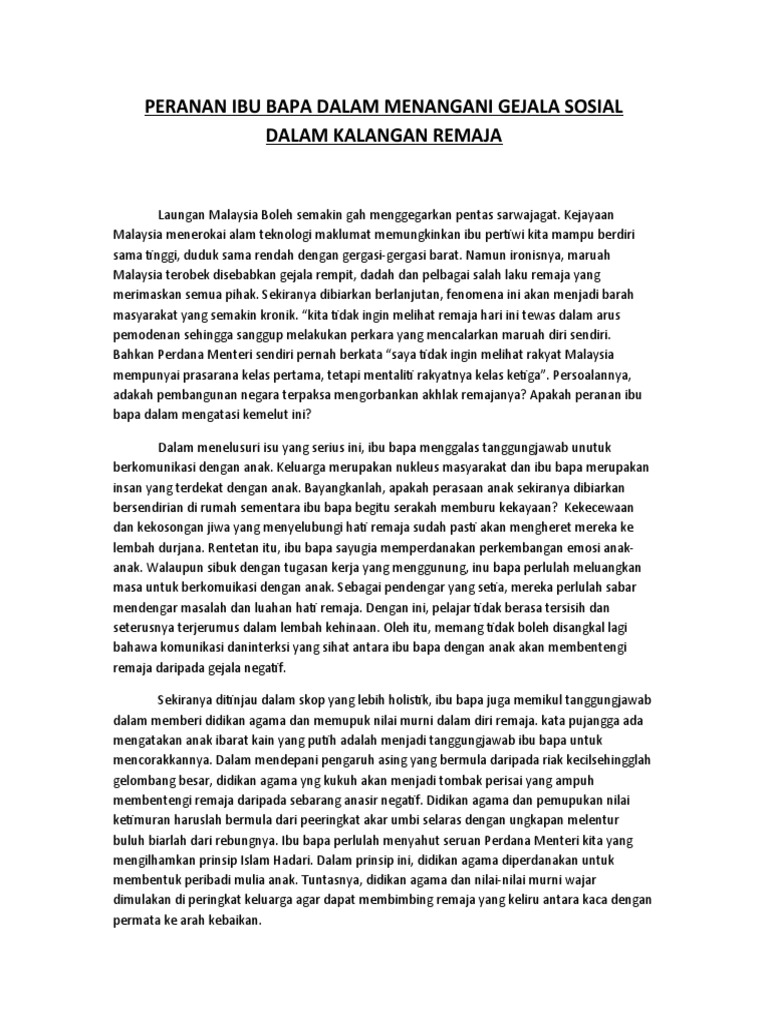 Karangan Punca Punca Gejala Sosial Dalam Pdf