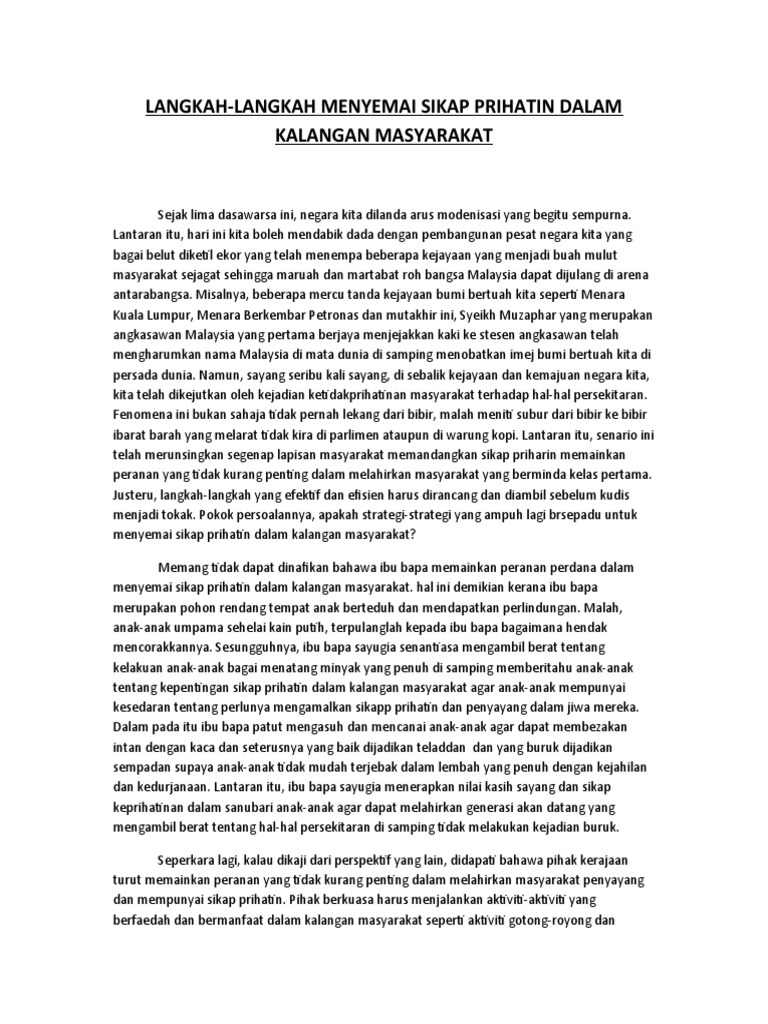 Langkah Menyemai Sikap Prihatin Dalam Kalangan Masyarakat