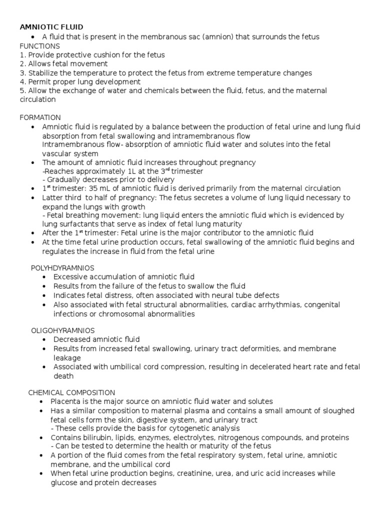 Amniotic Fluid Aubf PDF Fetus Lung