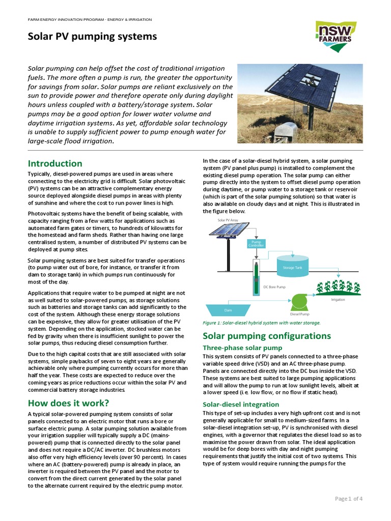 Solar PV Pumping Systems Guide | PDF | Photovoltaic System | Photovoltaics