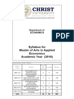 Syllabus For Master of Arts in Applied Economics Academic Year (2016)