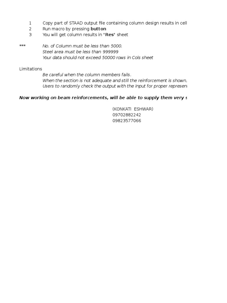 Column Design Limitations and Data | PDF | Computers | Technology ...
