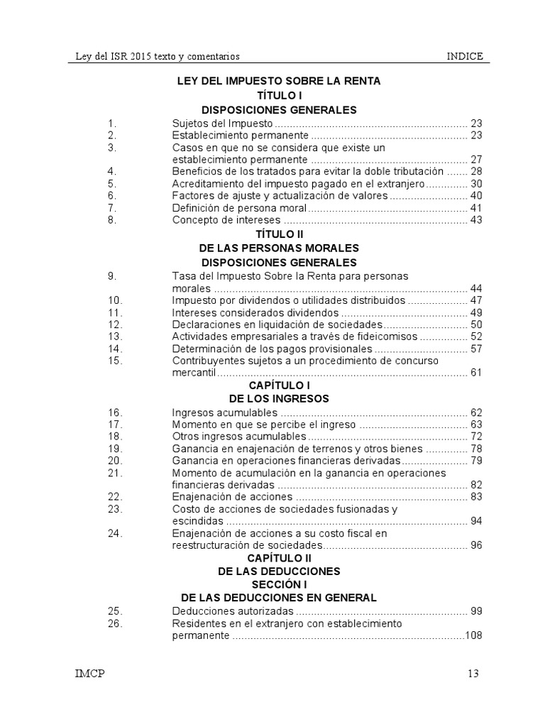 Ley Isr 2015 | PDF | Impuesto sobre la renta | Pagos