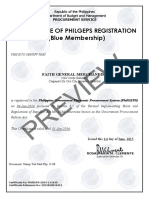 Certificate of Philgeps Registration (Blue Membership) : Faith General Merchandise