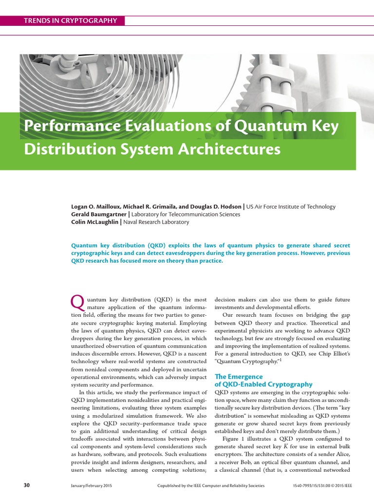 Performance Evaluations of Quantum Key Distribution System ...