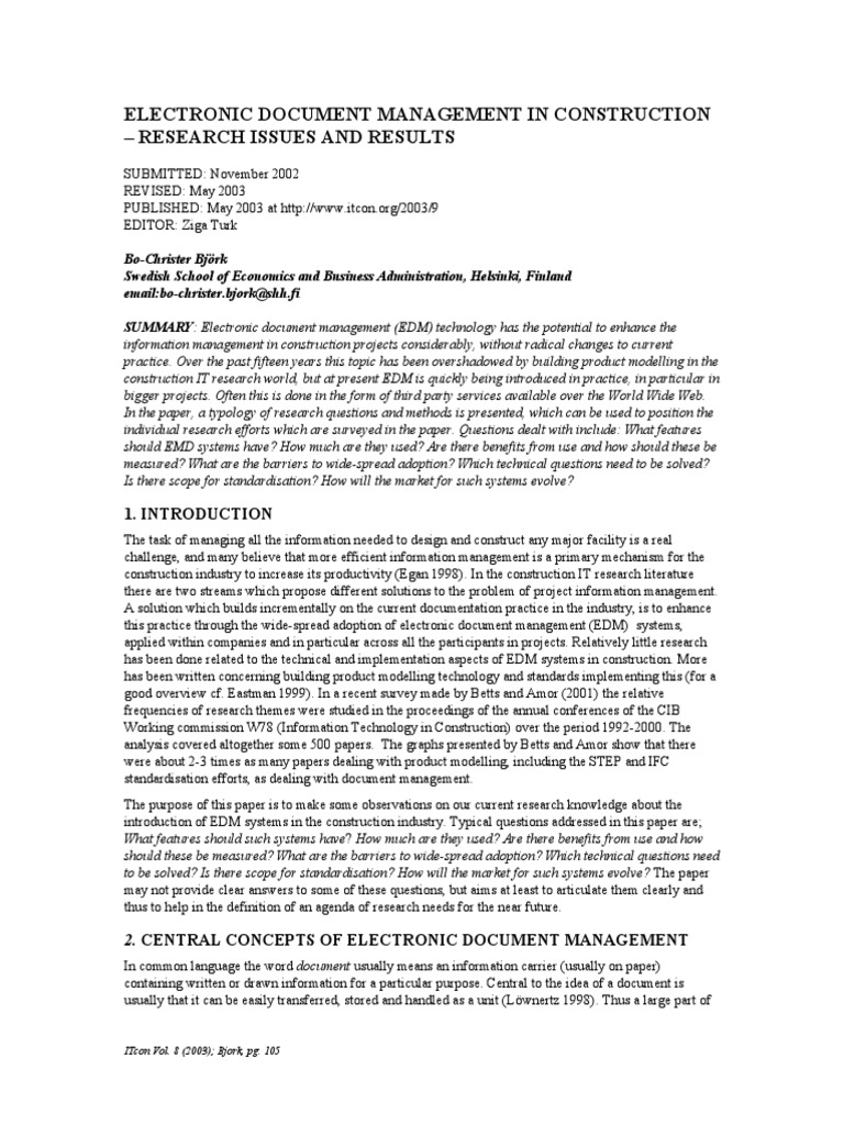 Electronic Document Management in Construction | PDF | Metadata | World ...