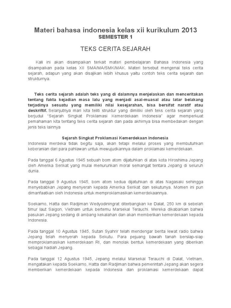 Materi Bahasa Indonesia Kelas Xii Kuriku PDF