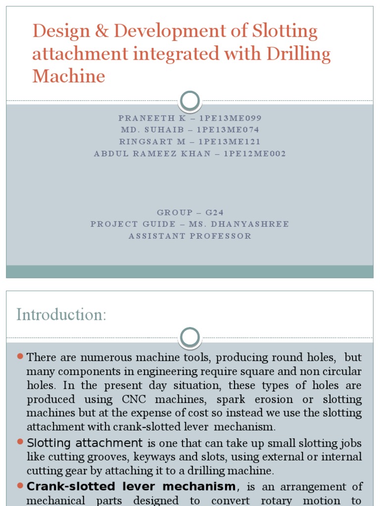 Slotting Attachment for Drilling Machine | PDF