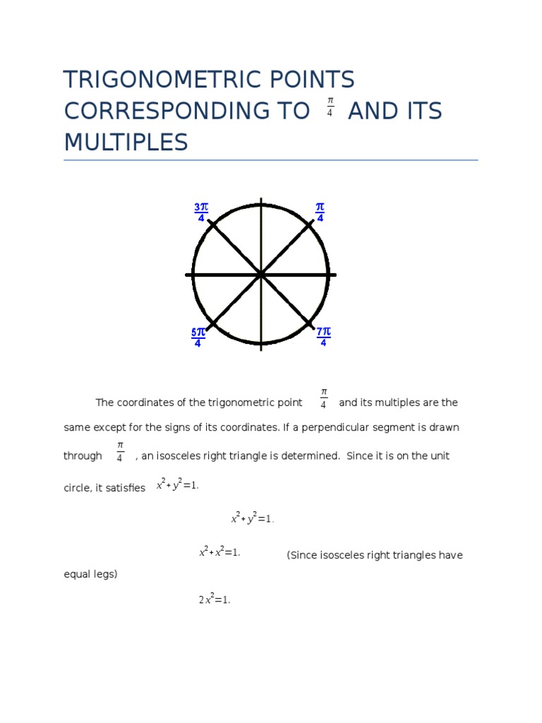 Trigonometric Points Corresponding To and Its Multiples | PDF