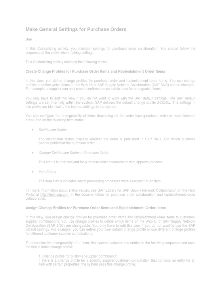 Make General Settings For Purchase Orders Customizing | PDF | Supply ...