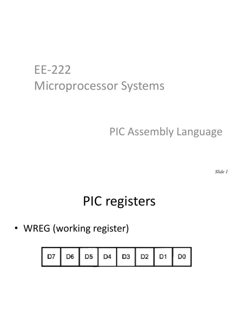 04 PIC Assembly Language Instruction Set Assembly Language
