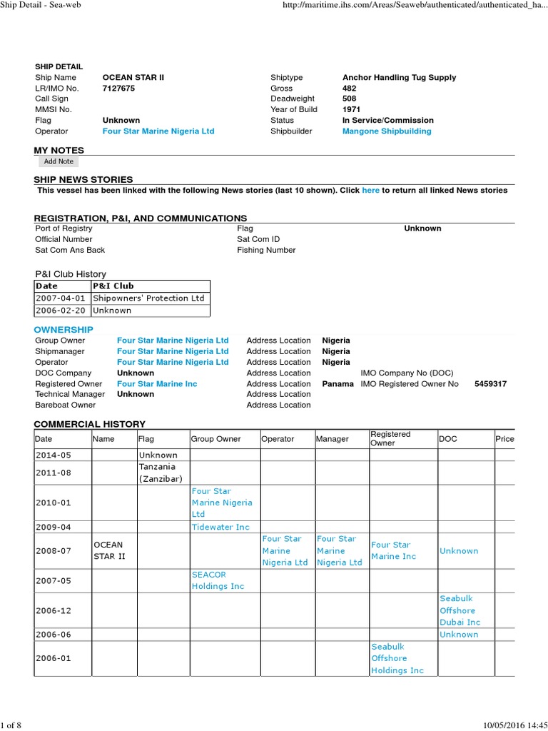 Ship Detail - Sea-Web | PDF | Tonnage | Doha