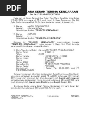 Wow Surat Serah Terima Mobil Bekas Terlengkap 