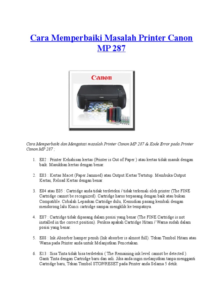 Cara Memperbaiki Canon Mp287 E04 - Simak Gambar Berikut