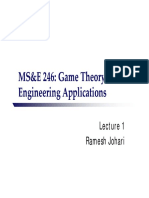 MS&E 246 Game Theory With Engineering Applications