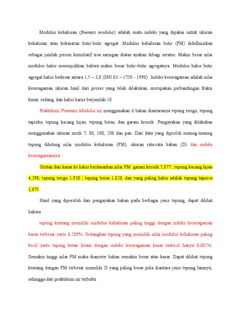 Pembahasan Modulus Kehalusan | PDF