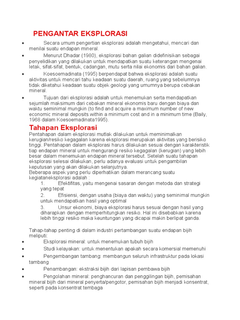 Definisi dan Metode Eksplorasi Mineral | PDF