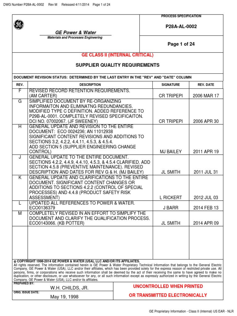 Supplier Quality Requirements Specification P28a Al 0002m 1 English