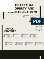 Intellectual Property and Patents Act 1970: Presented by
