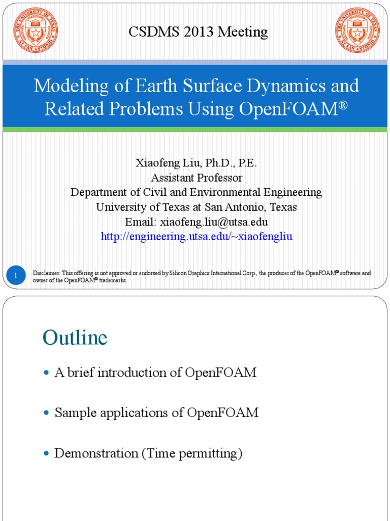 Modeling of Earth Surface Dynamics and Related Problems Using Openfoam ...