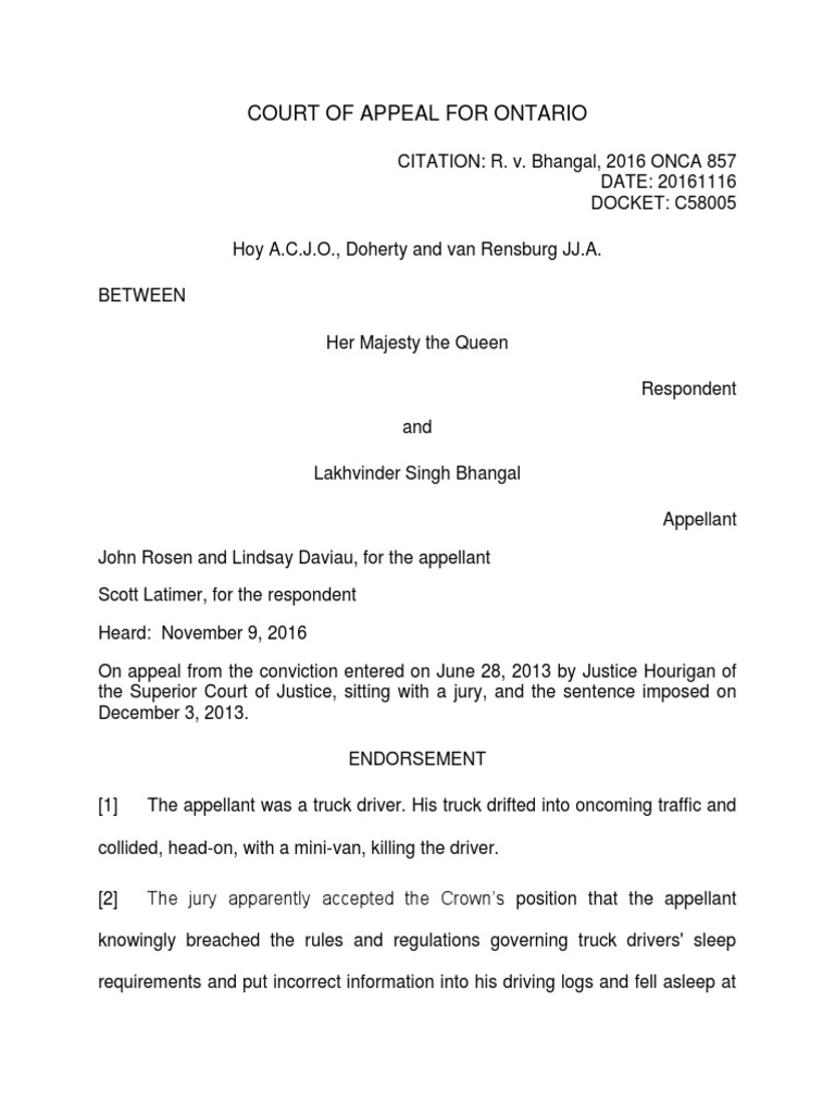 Court of Appeal decision Reasonable Person Negligence