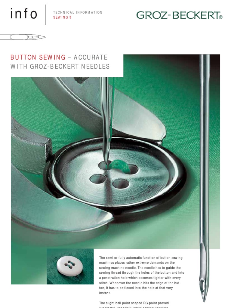 Sewing 03Button SewingAccurate With GrozBeckert Needles Sewing Needle Sewing