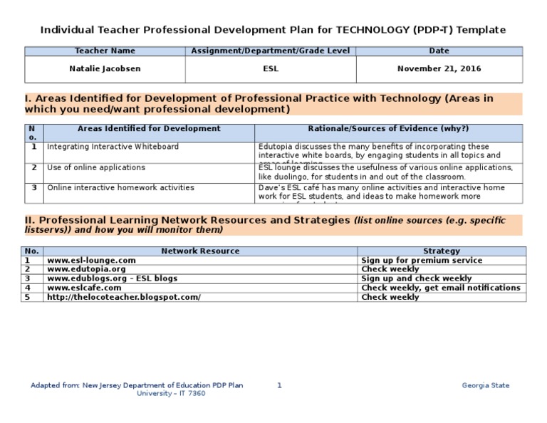 Teacherpdptemplate NMJ | PDF
