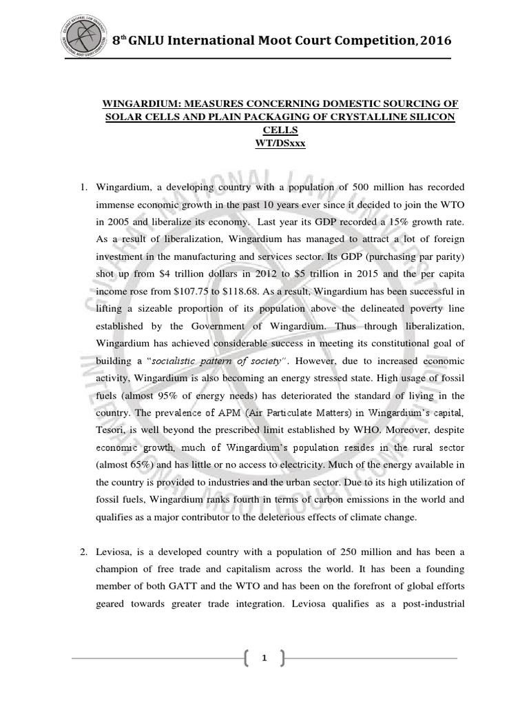 GIMC 2016-Moot Problem | PDF | Business | Technology & Engineering