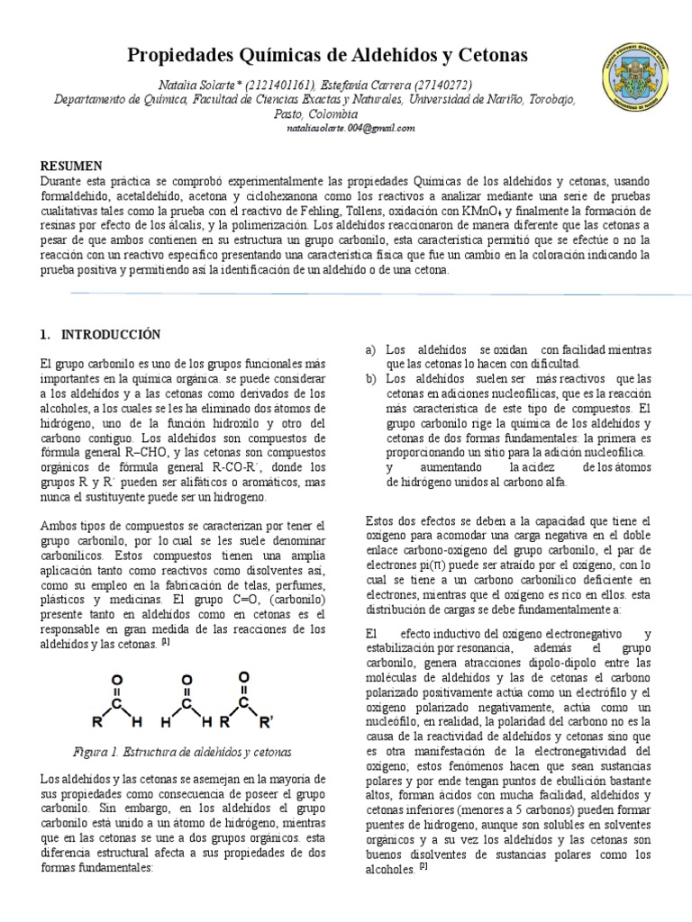 Propiedades Químicas de Aldehídos y Cetonas Cetona