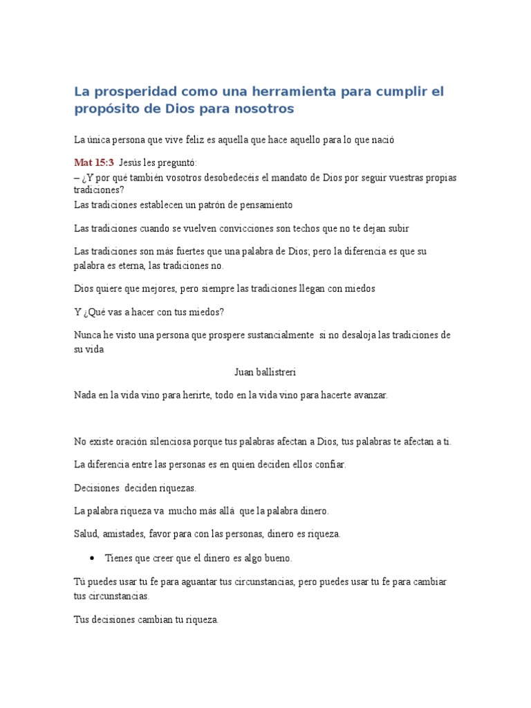 Prosperidad y Propósito Divino | PDF | Fe | Dios