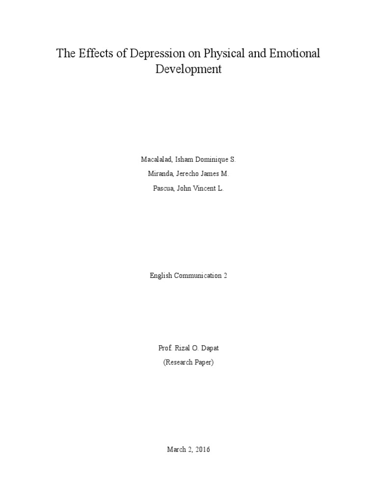 The Effects of Depression On Physical and Emotional Development | PDF ...