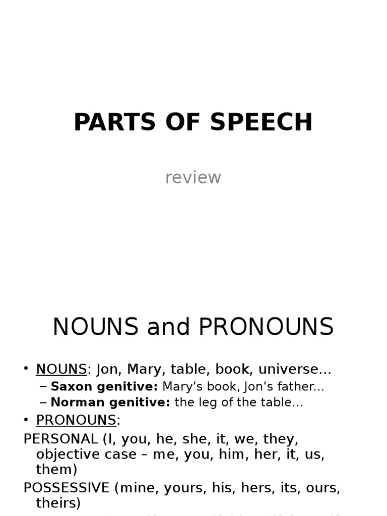 Parts of Speech Explained | PDF | Perfect (Grammar) | Syntactic ...