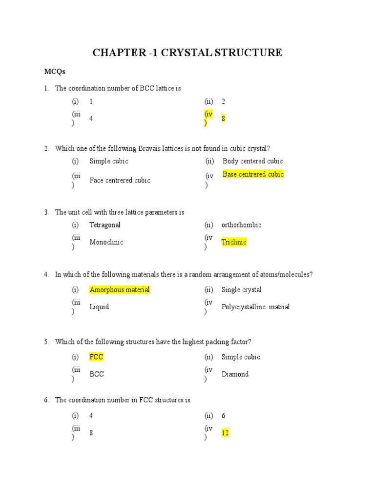 Chapter - 1 Crystal Structure | PDF