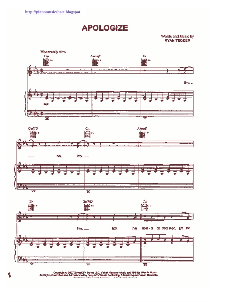 Apologize (Sheet Music) | PDF