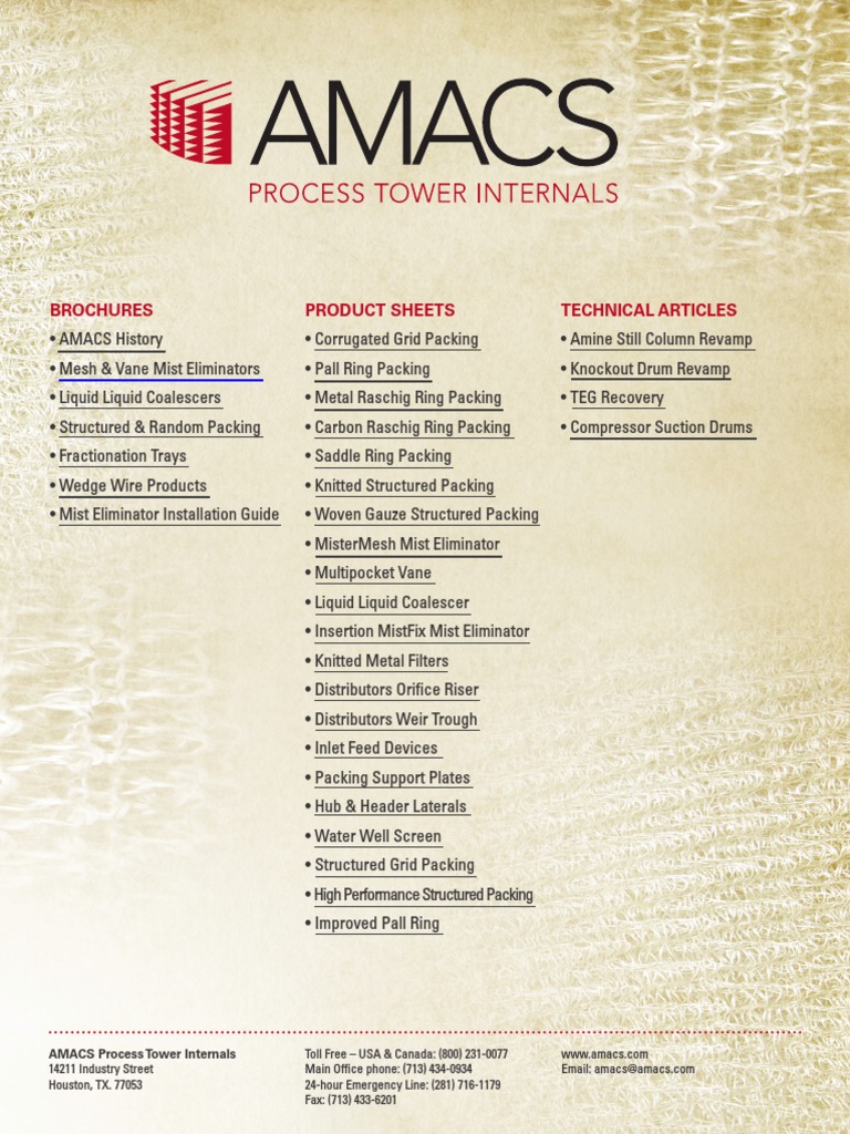 AMACS DeMister Randing Packing | PDF | Drop (Liquid) | Gases
