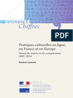 Pratiques Culturelles en Ligne en France Et Europe 2007 2014