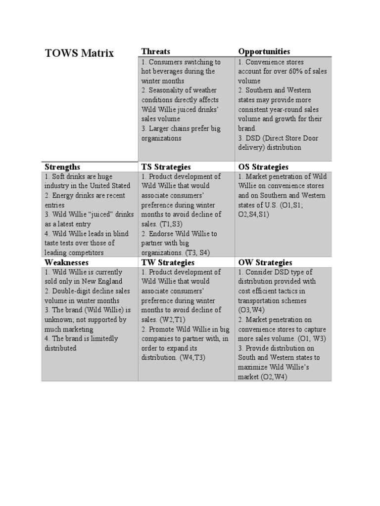 TOWS Matrix: Threats Opportunities | PDF