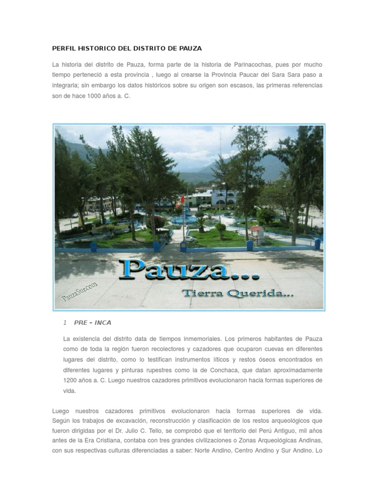 Perfil Historico Del Distrito de Pauza PDF Biodiversidad Ecosistema