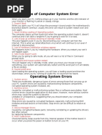 Types of Computer System Error