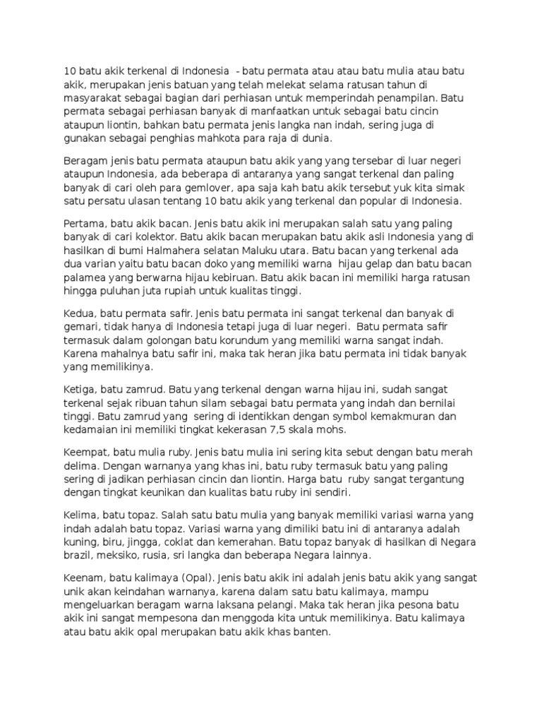10 Batu Akik Terkenal Di Indonesia | PDF | Ilmu Sosial | Griya \u0026 Taman, image size:768x1024