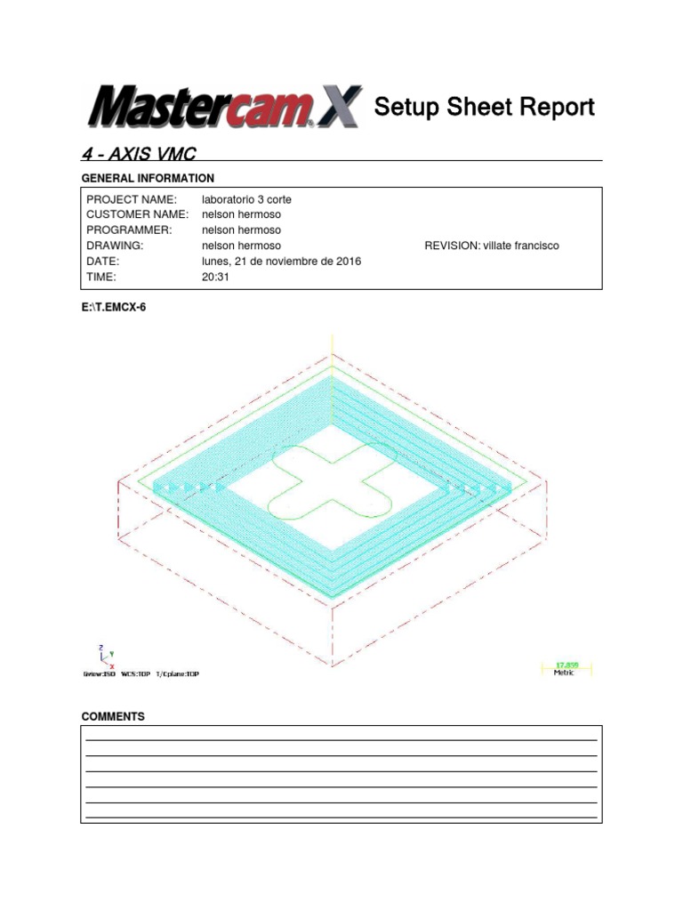 VMC Setup Sheet for 4-Axis Milling | PDF