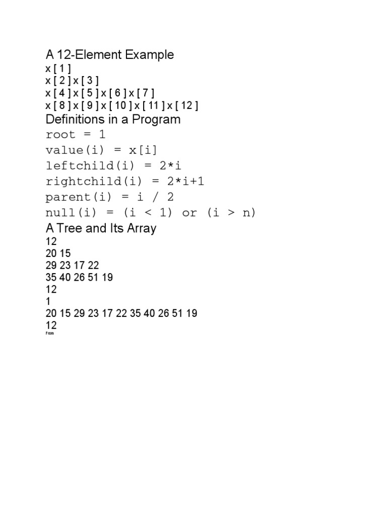 Tree Structure and Array Representation | PDF | Computers