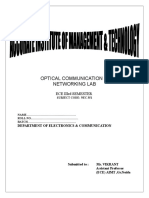 Optical Communication & Networking Lab: Ece Iiird Semester