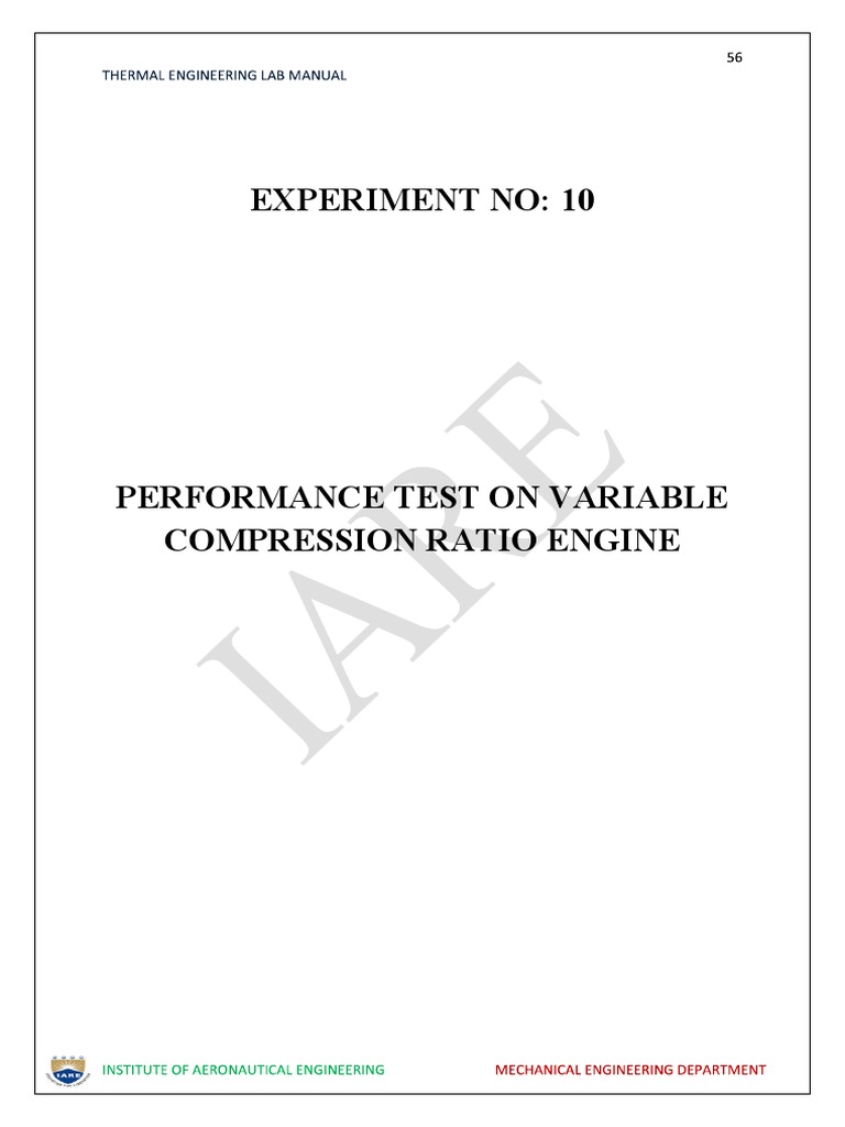 Performance Test of IC Engine Compression Ratio | PDF | Internal ...