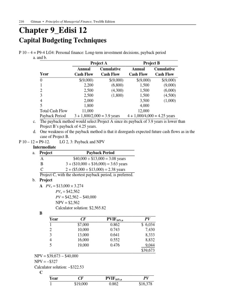Capital Budgeting Techniques Explained | PDF | Internal Rate Of Return ...