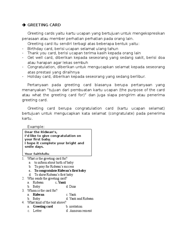 Types and Examples of Greeting Cards | PDF