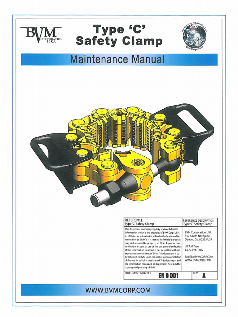 C Safety Clamp Maintenance Manual PDF