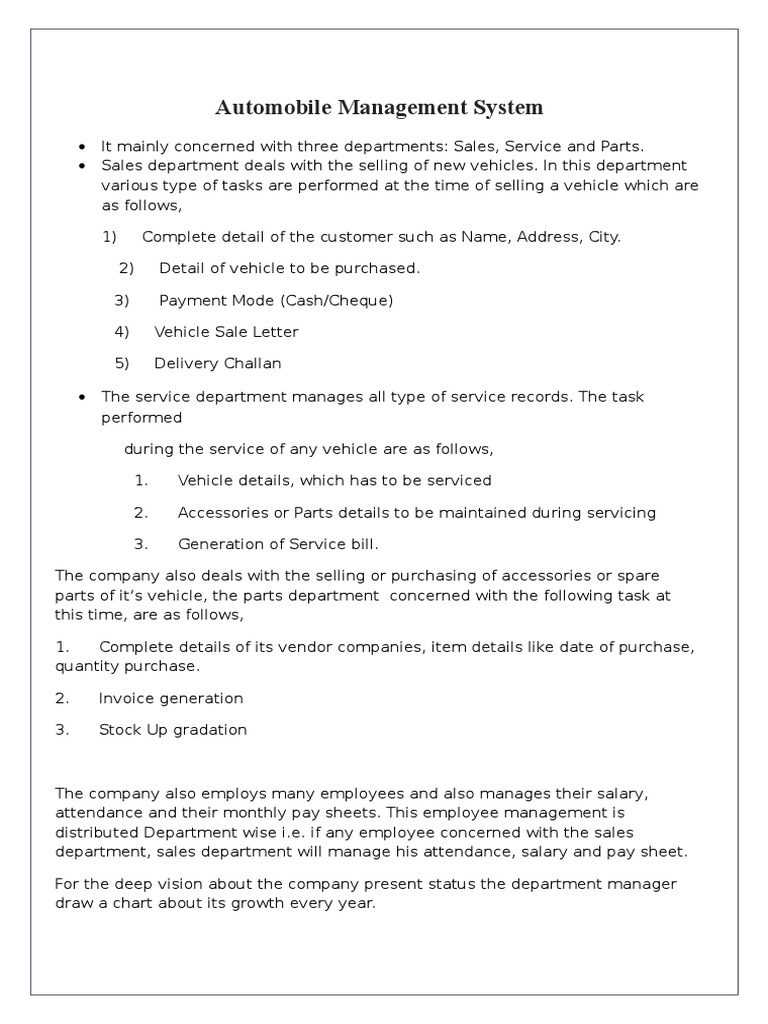 Comprehensive Automobile Management System | PDF | Leadership | Economies