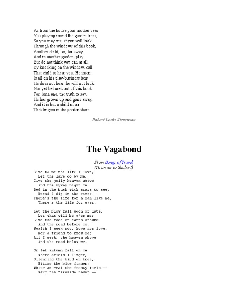 The Vagabond Robert Louis Stevenson PDF Nature