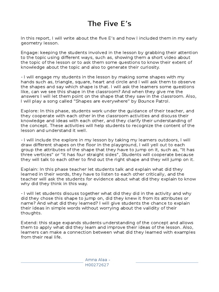 Five Es 2 PDF Classroom Applied Psychology